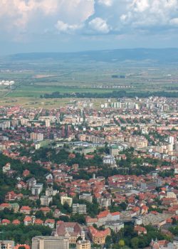 A view of a city from a plane