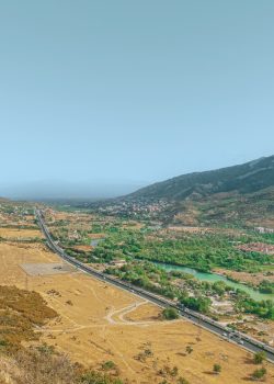 a road going through a valley