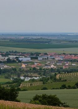 a view of a small town from a hill