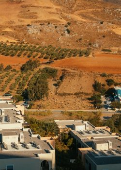 an aerial view of a residential area in the desert
